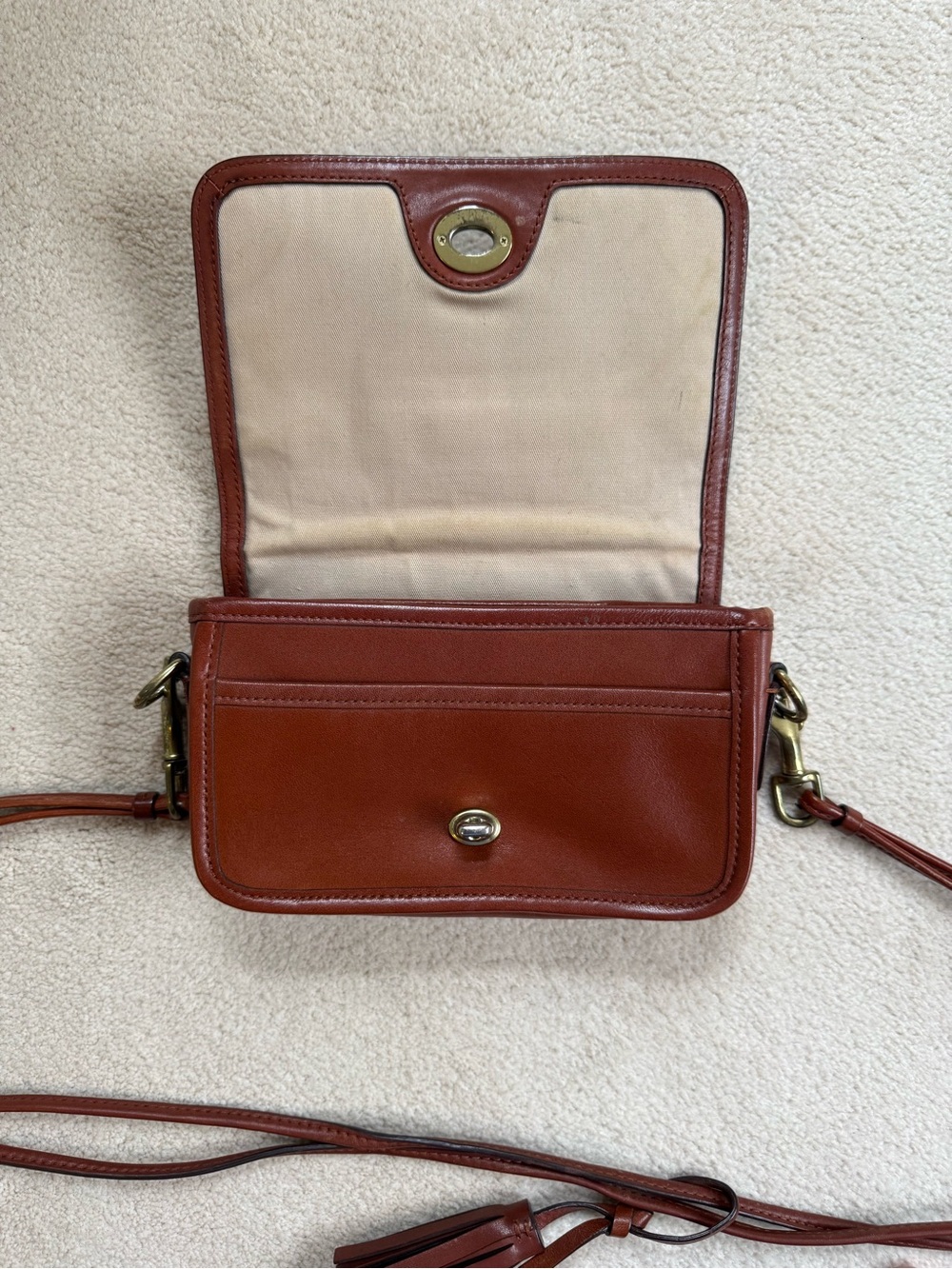 Coach Brown Leather Crossbody with Tassel Strap - Picture 4 of 5